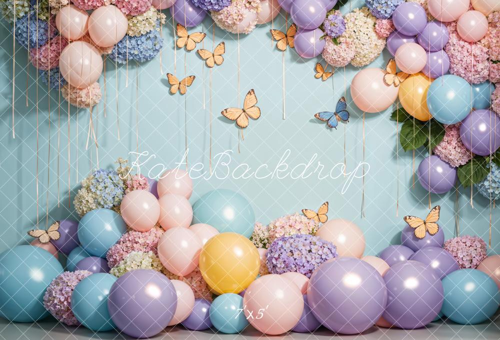 Kate Ballons colorés Papillon Mur Anniversaire Toile de fond conçue par Emetselch - Kate Backdrop FR
