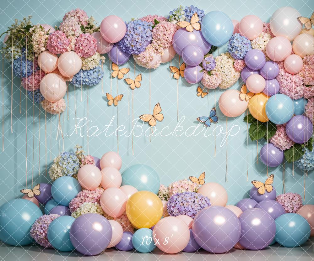 Kate Ballons colorés Papillon Mur Anniversaire Toile de fond conçue par Emetselch - Kate Backdrop FR