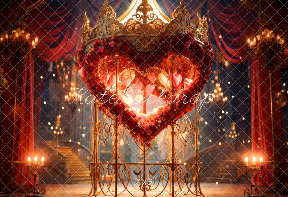 Kate Saint Valentin Amour Rose Couronne Palais Toile de fond conçue par Chain Photographie - Kate Backdrop FR