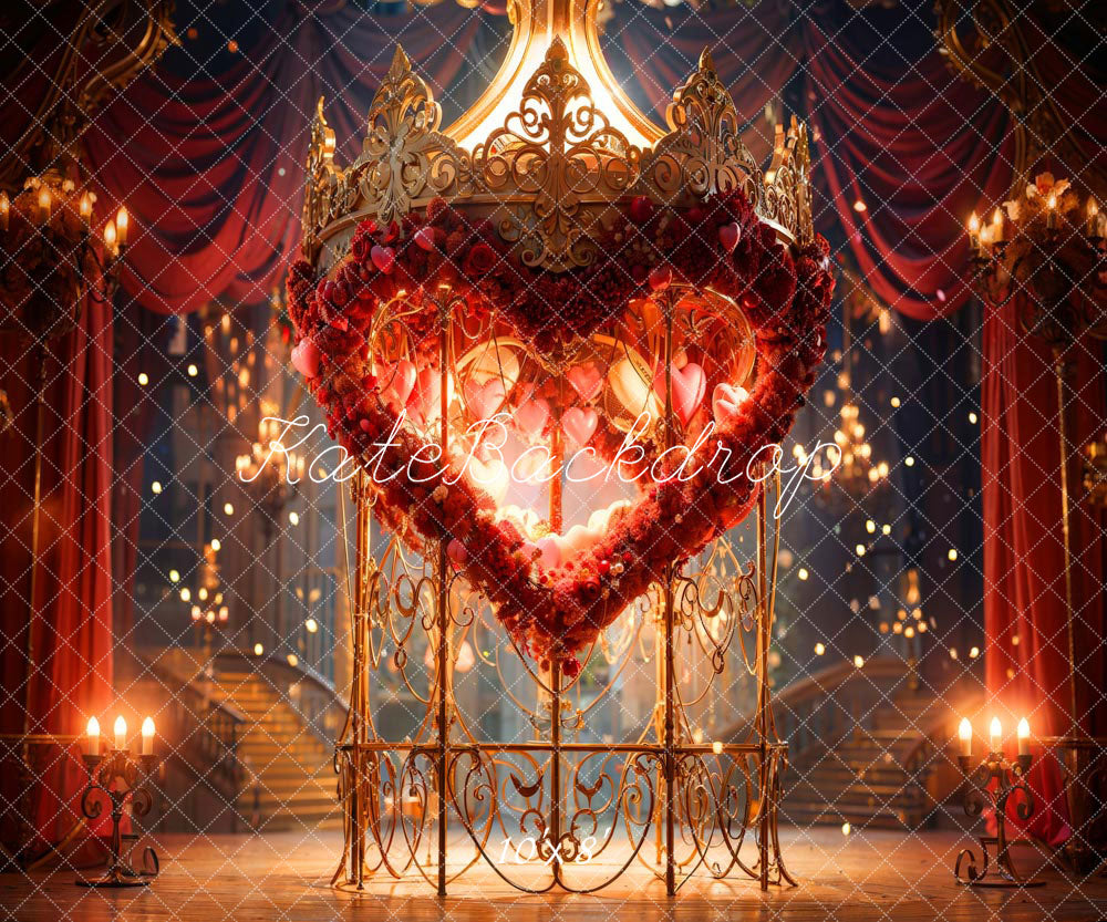 Kate Saint Valentin Amour Rose Couronne Palais Toile de fond conçue par Chain Photographie - Kate Backdrop FR