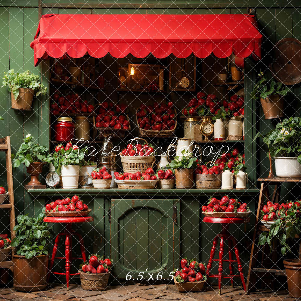 Kate Printemps Plante Vert Maison de fraises Toile de fond conçue par Emetselch - Kate Backdrop FR