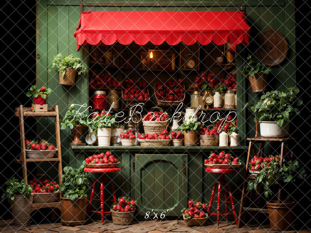 Kate Printemps Plante Vert Maison de fraises Toile de fond conçue par Emetselch - Kate Backdrop FR