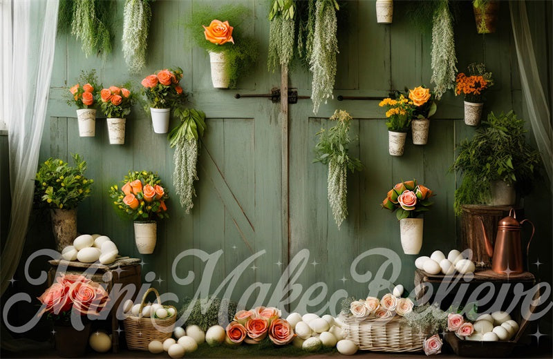 Kate Serre Mur Pot de fleurs Vert Toile de fond conçue par Mini MakeBelieve - Kate Backdrop FR