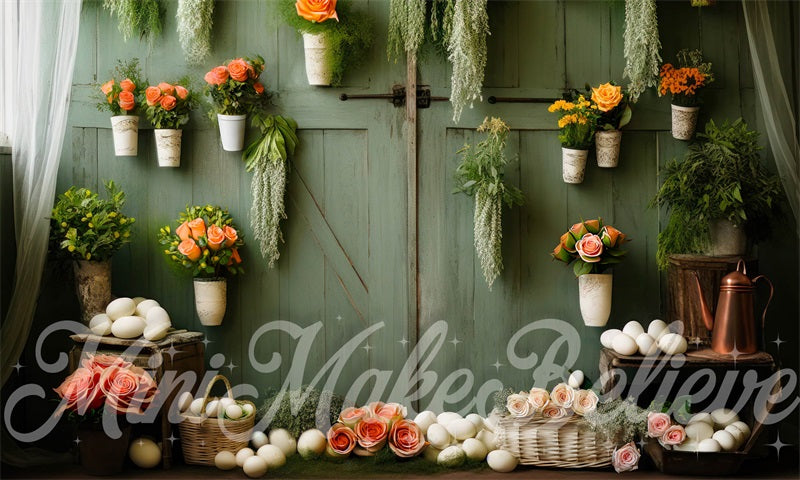Kate Serre Mur Pot de fleurs Vert Toile de fond conçue par Mini MakeBelieve - Kate Backdrop FR