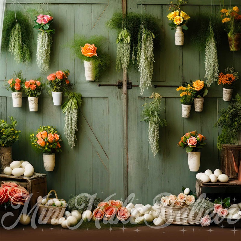 Kate Serre Mur Pot de fleurs Vert Toile de fond conçue par Mini MakeBelieve - Kate Backdrop FR