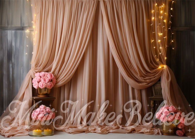 Kate Rose Rideau Fleurs Lumière Toile de fond conçue par Mini MakeBelieve - Kate Backdrop FR