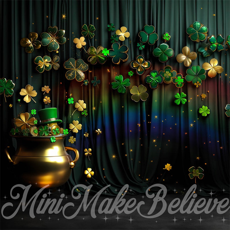 Kate Saint Patty Trèfle Vert Arc-en-ciel Toile de fond conçue par Mini MakeBelieve - Kate Backdrop FR
