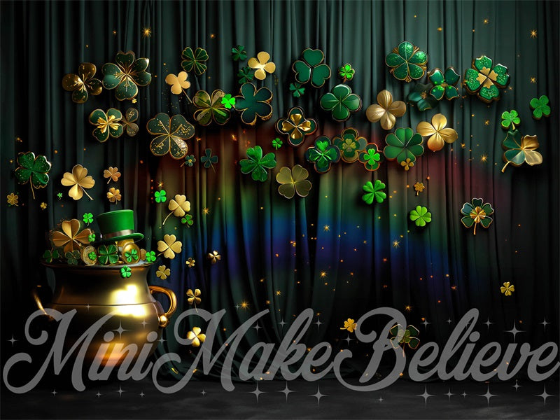 Kate Saint Patty Trèfle Vert Arc-en-ciel Toile de fond conçue par Mini MakeBelieve - Kate Backdrop FR