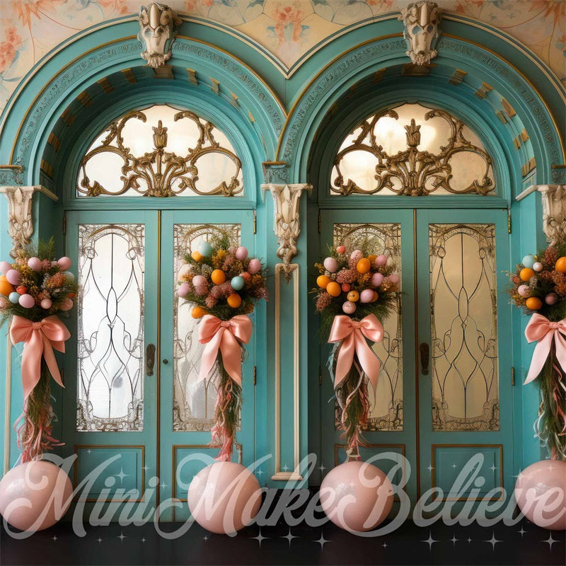 Kate Pâques Mur Vintage Porte Bleu Toile de fond conçue par Mini MakeBelieve - Kate Backdrop FR