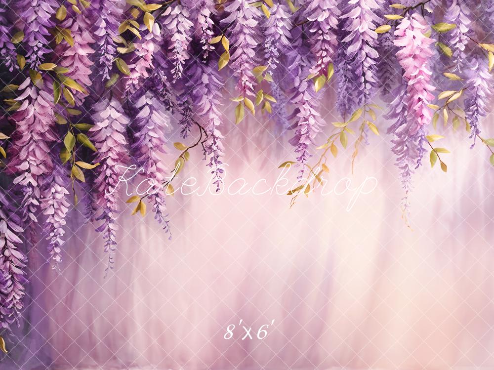 Kate Feuille violette Art Fleurs Fête des mères Toile de fond conçue par Chain Photographie - Kate Backdrop FR