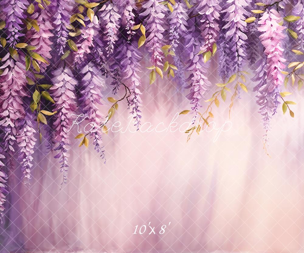 Kate Feuille violette Art Fleurs Fête des mères Toile de fond conçue par Chain Photographie - Kate Backdrop FR