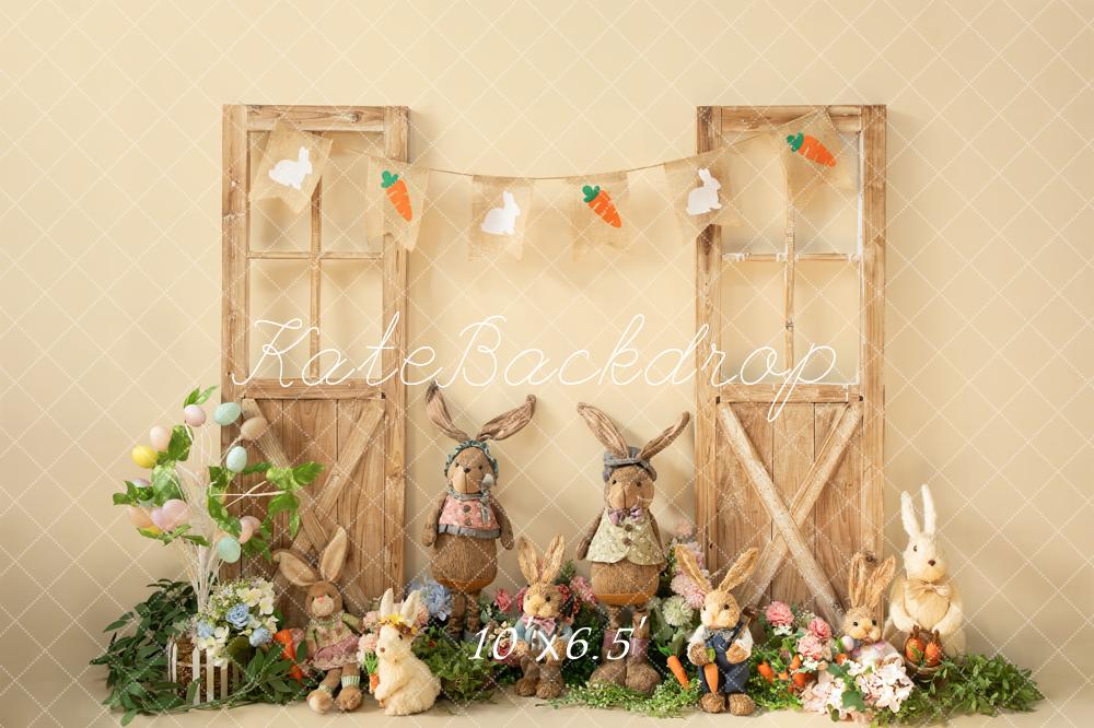 Kate Printemps Pâques Pierre Lapin Porte en bois Toile de fond conçue par Emetselch - Kate Backdrop FR