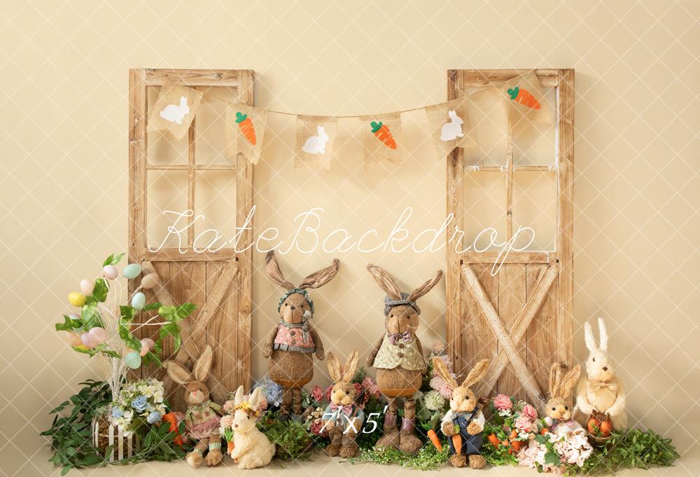 Kate Printemps Pâques Pierre Lapin Porte en bois Toile de fond conçue par Emetselch - Kate Backdrop FR