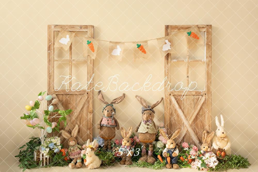 Kate Printemps Pâques Pierre Lapin Porte en bois Toile de fond conçue par Emetselch - Kate Backdrop FR