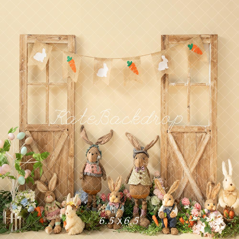 Kate Printemps Pâques Pierre Lapin Porte en bois Toile de fond conçue par Emetselch - Kate Backdrop FR