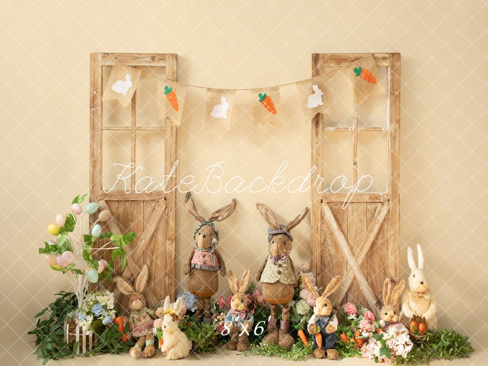 Kate Printemps Pâques Pierre Lapin Porte en bois Toile de fond conçue par Emetselch - Kate Backdrop FR