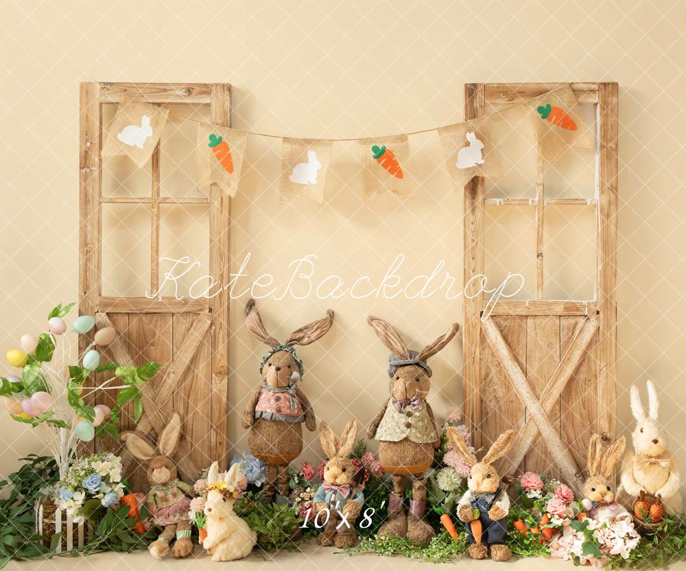 Kate Printemps Pâques Pierre Lapin Porte en bois Toile de fond conçue par Emetselch - Kate Backdrop FR