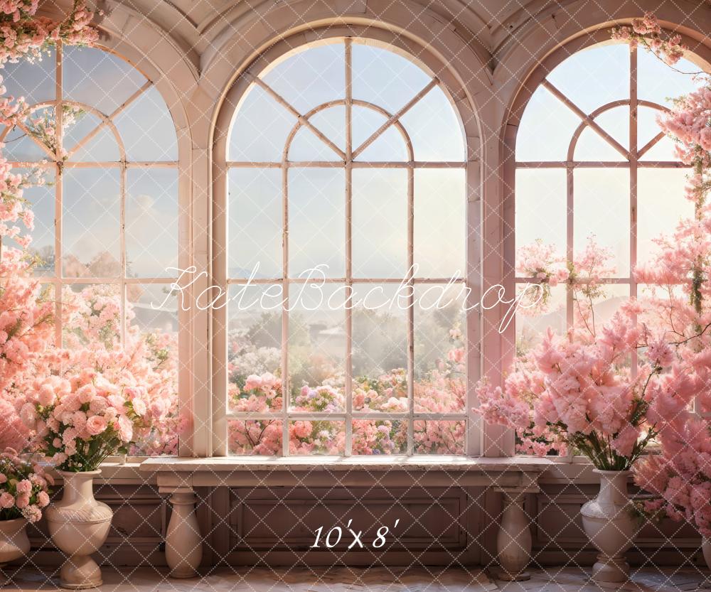 Kate Saint-Valentin Fleurs Rose Fenêtre Chambre Toile de fond conçue par Chain Photographie - Kate Backdrop FR