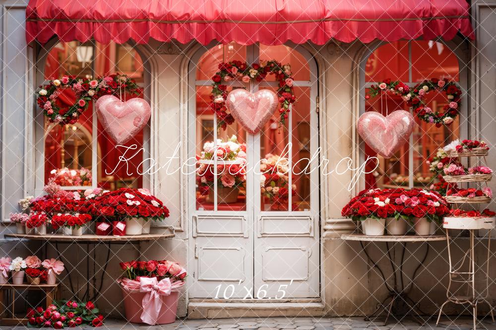 Kate Saint-Valentin Roses Rouge Magasin de fleurs Toile de fond conçue par Chain Photographie - Kate Backdrop FR