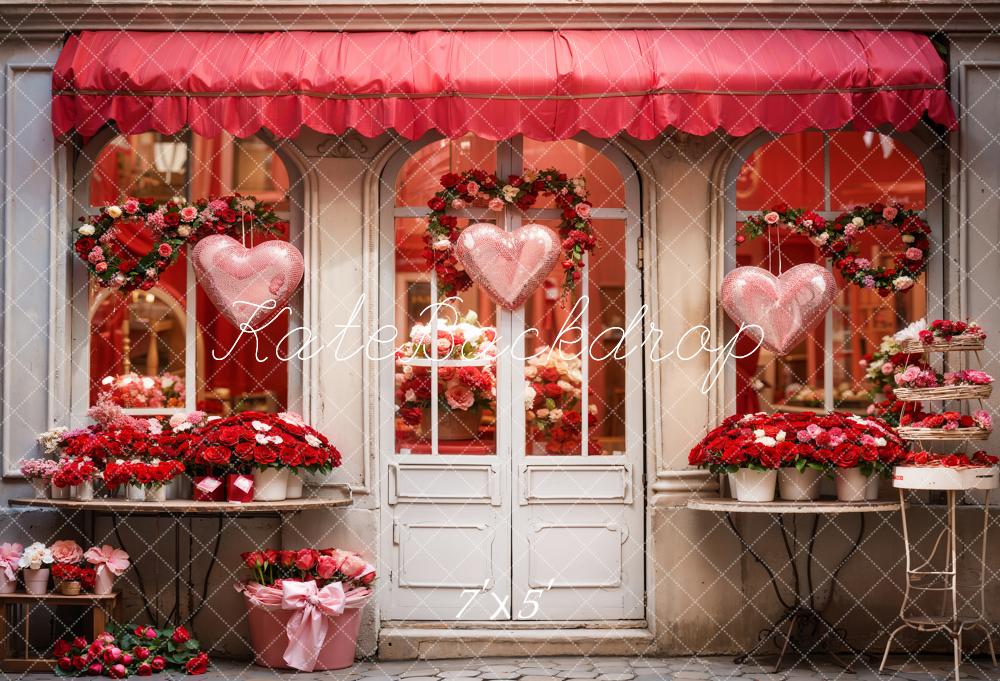 Kate Saint-Valentin Roses Rouge Magasin de fleurs Toile de fond conçue par Chain Photographie - Kate Backdrop FR