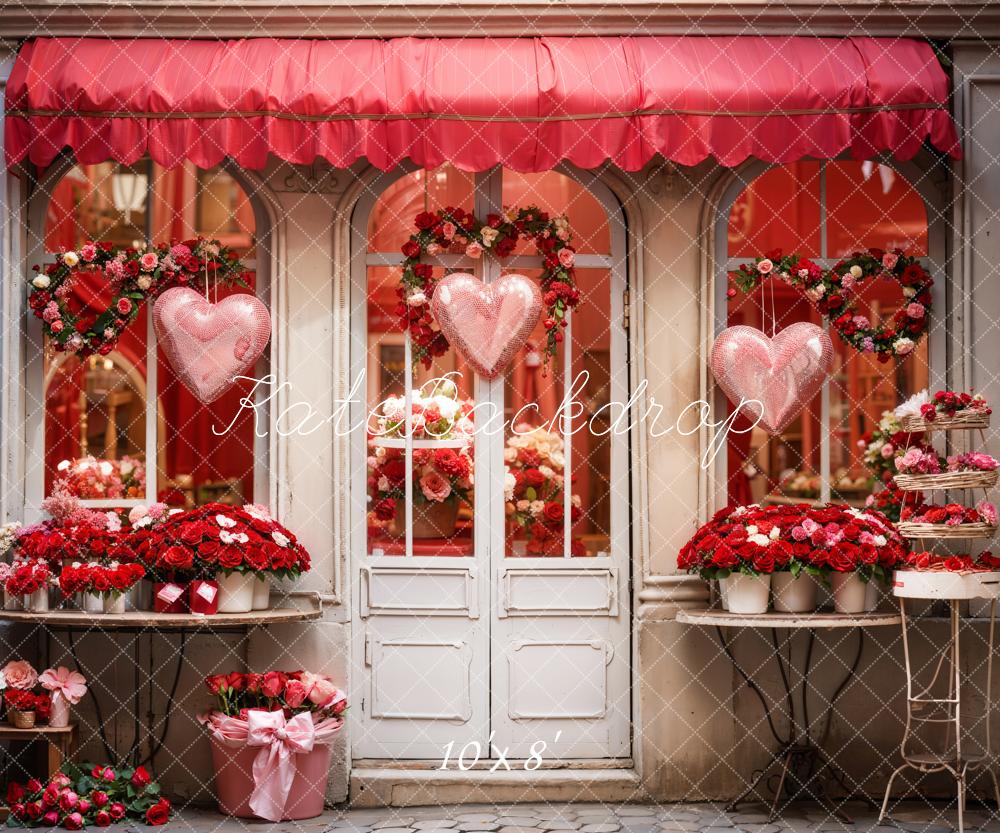 Kate Saint-Valentin Roses Rouge Magasin de fleurs Toile de fond conçue par Chain Photographie - Kate Backdrop FR