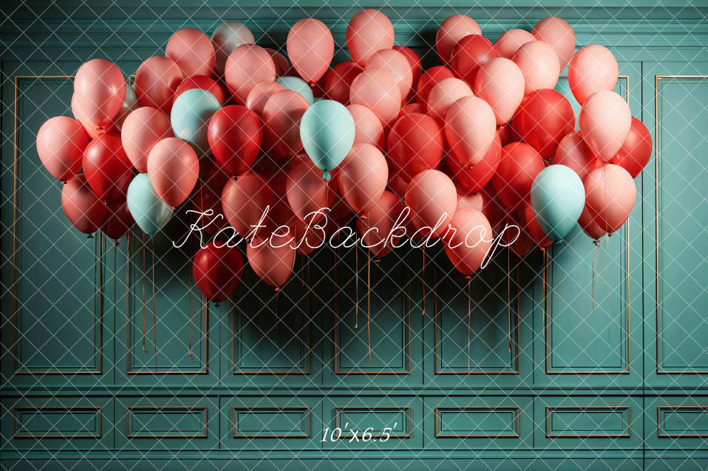 Kate Ballon Rose Mur Rétro Vert Toile de fond conçue par Chain Photographie - Kate Backdrop FR