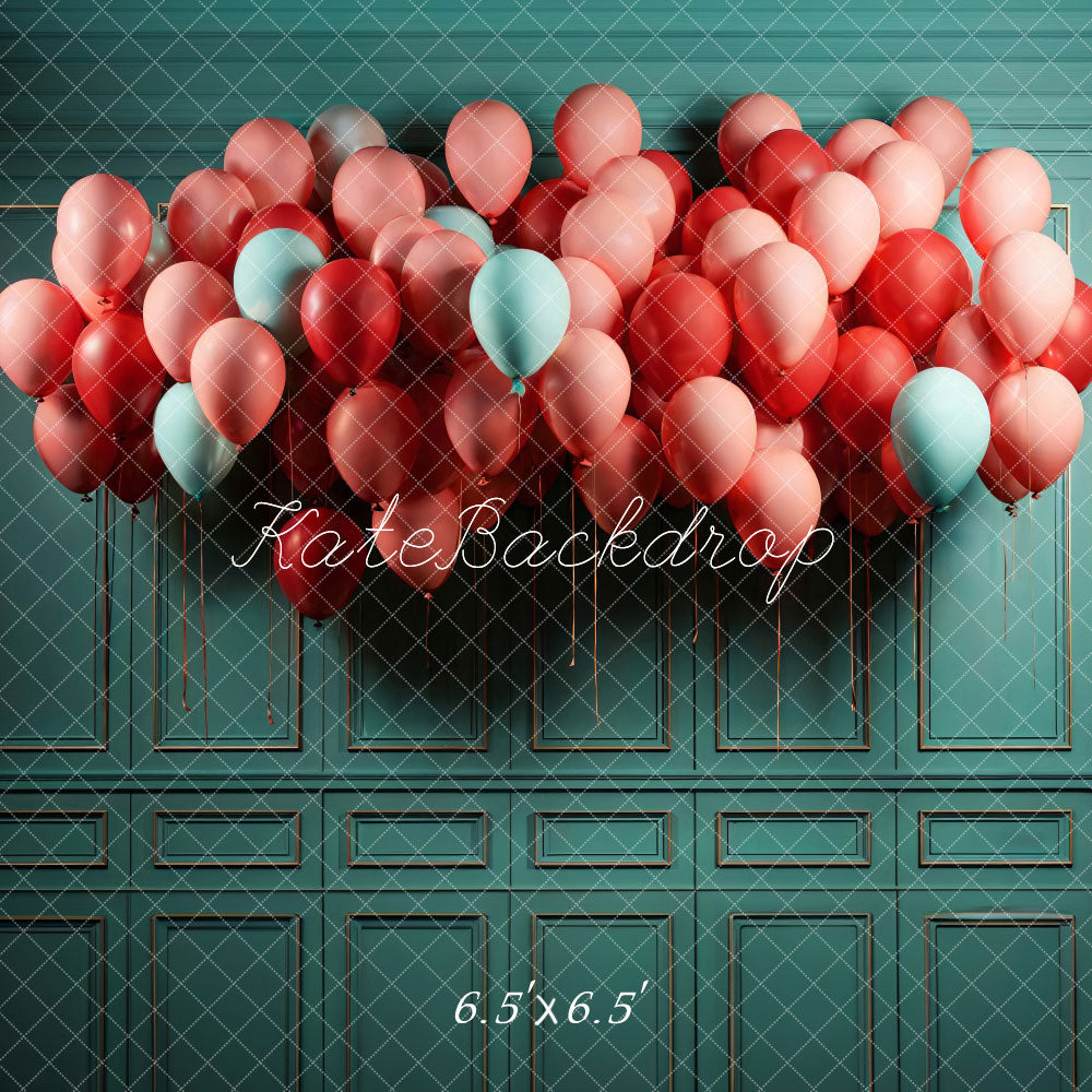 Kate Ballon Rose Mur Rétro Vert Toile de fond conçue par Chain Photographie - Kate Backdrop FR