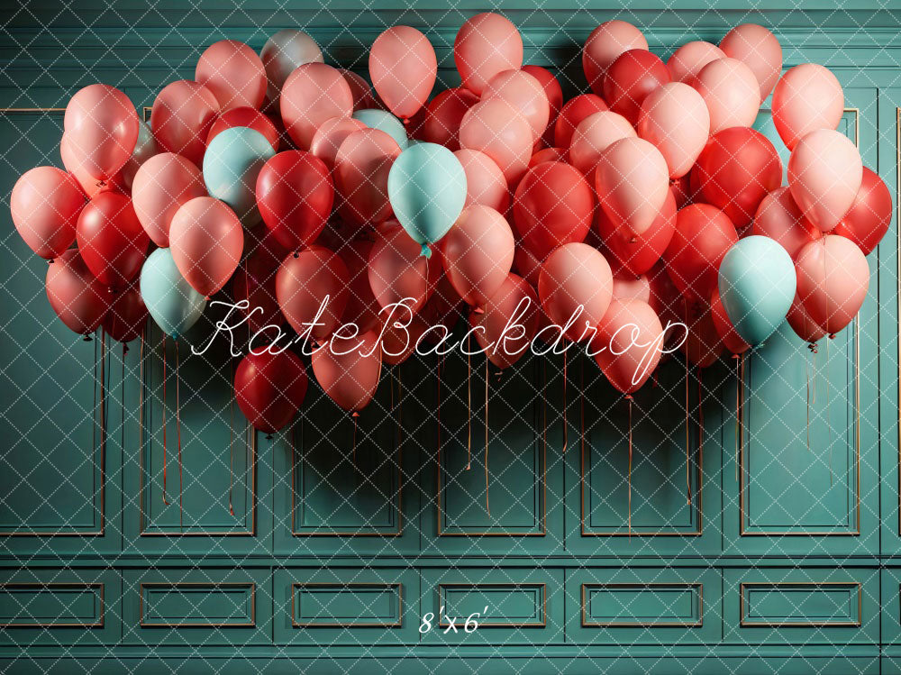 Kate Ballon Rose Mur Rétro Vert Toile de fond conçue par Chain Photographie - Kate Backdrop FR