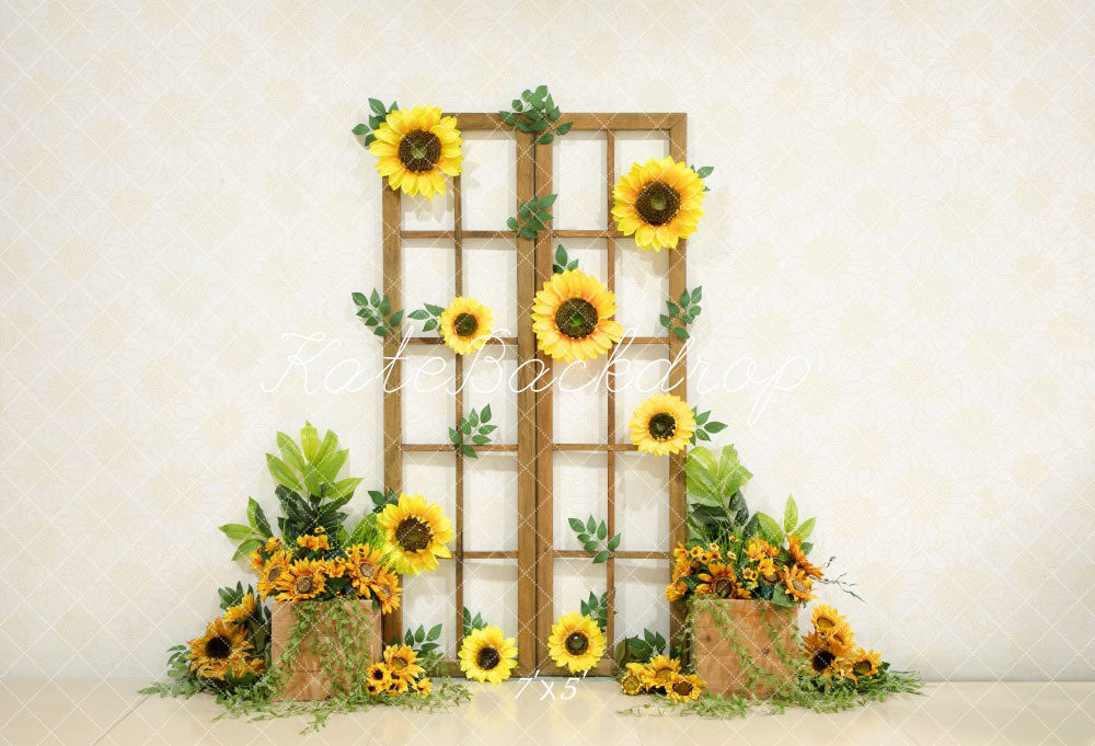 Kate Été Tournesol Jaune Porte en bois Toile de fond conçue par Emetselch - Kate Backdrop FR