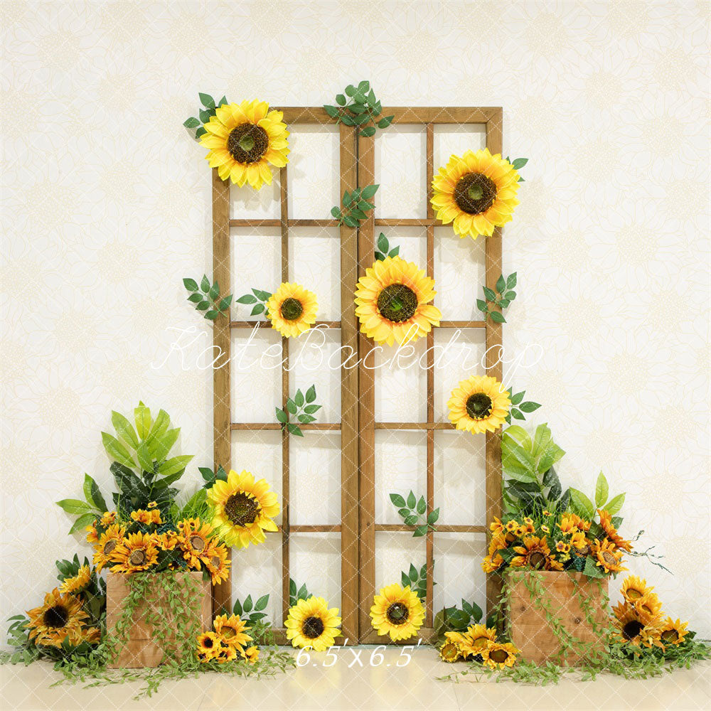 Kate Été Tournesol Jaune Porte en bois Toile de fond conçue par Emetselch - Kate Backdrop FR