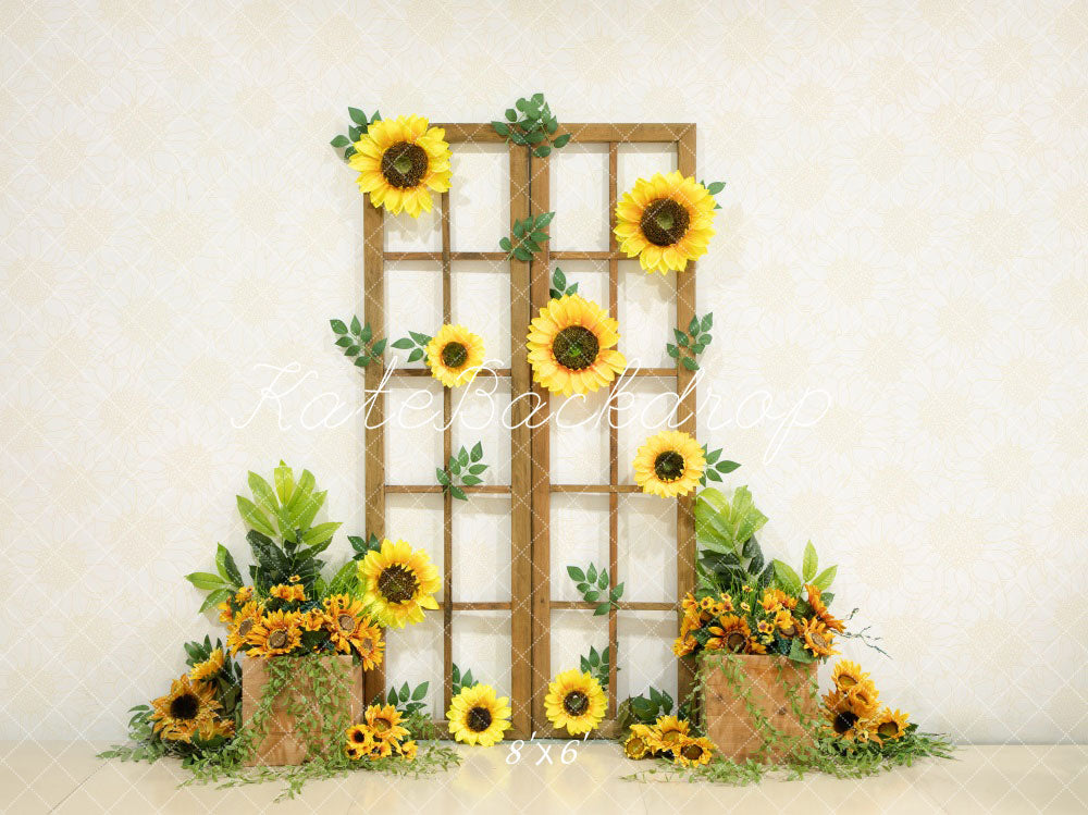Kate Été Tournesol Jaune Porte en bois Toile de fond conçue par Emetselch - Kate Backdrop FR