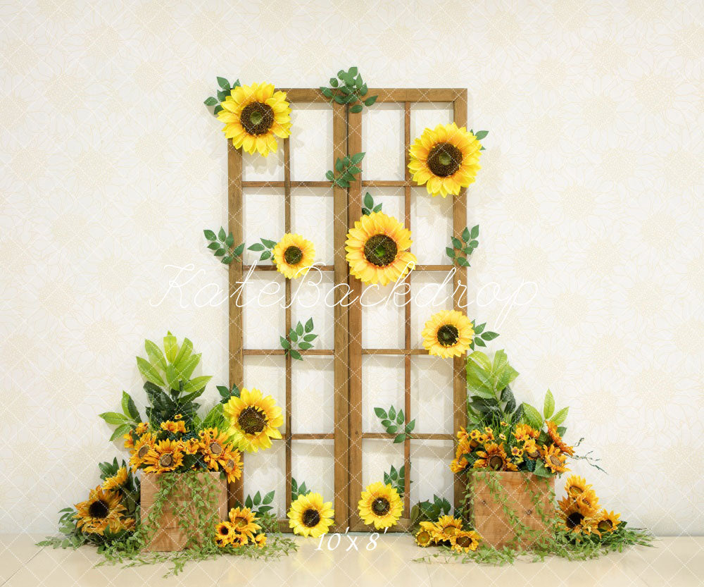 Kate Été Tournesol Jaune Porte en bois Toile de fond conçue par Emetselch - Kate Backdrop FR