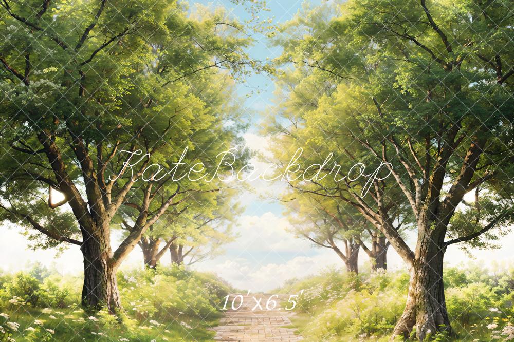 Kate Printemps Arbres Vert Herbe Chemin Toile de fond conçue par Chain Photographie - Kate Backdrop FR