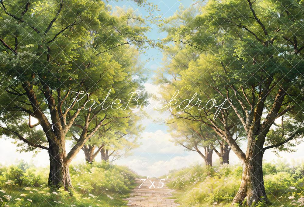 Kate Printemps Arbres Vert Herbe Chemin Toile de fond conçue par Chain Photographie - Kate Backdrop FR