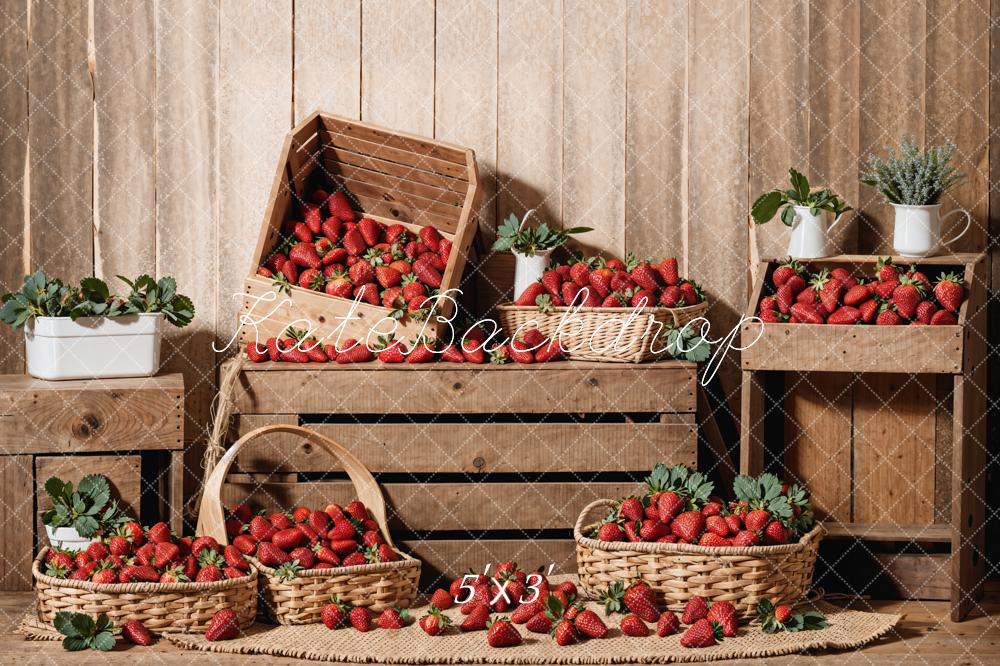 Kate Printemps Bois Chambre Fraise Toile de fond conçue par Emetselch - Kate Backdrop FR