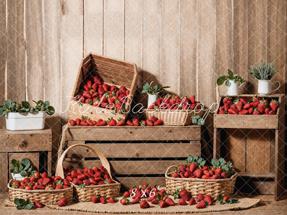 Kate Printemps Bois Chambre Fraise Toile de fond conçue par Emetselch - Kate Backdrop FR