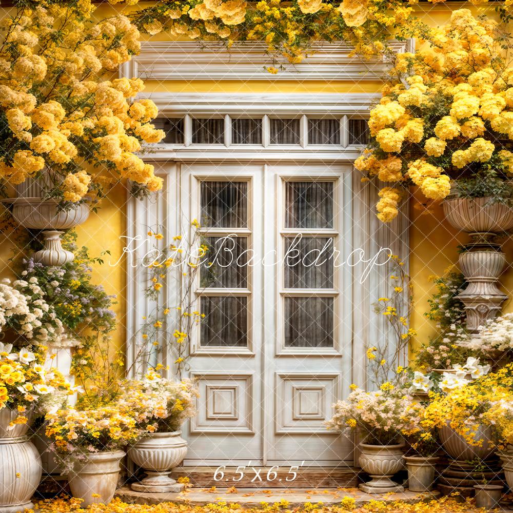Kate Printemps Jaune Fleurs Porte en bois Toile de fond conçue par Emetselch - Kate Backdrop FR