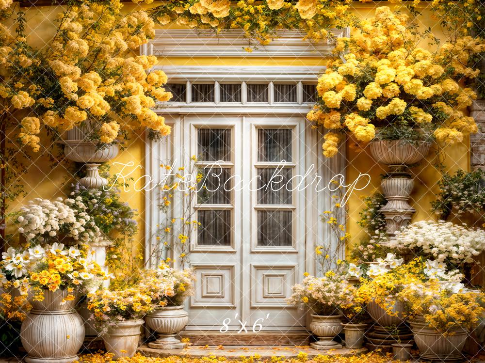 Kate Printemps Jaune Fleurs Porte en bois Toile de fond conçue par Emetselch - Kate Backdrop FR
