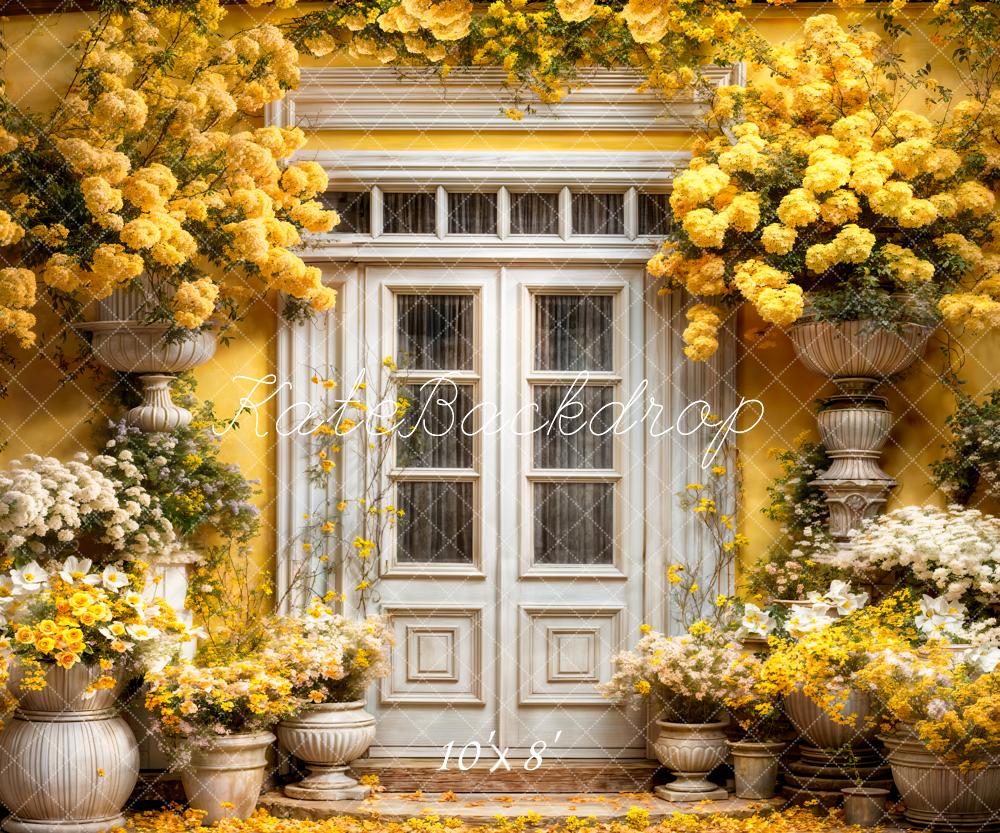 Kate Printemps Jaune Fleurs Porte en bois Toile de fond conçue par Emetselch - Kate Backdrop FR