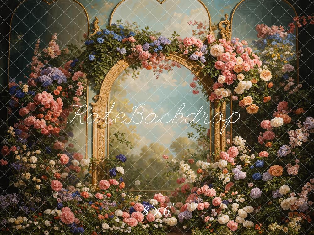 Kate Printemps Fleurs Cadre en métal Jardin Toile de fond conçue par Chain Photographie - Kate Backdrop FR