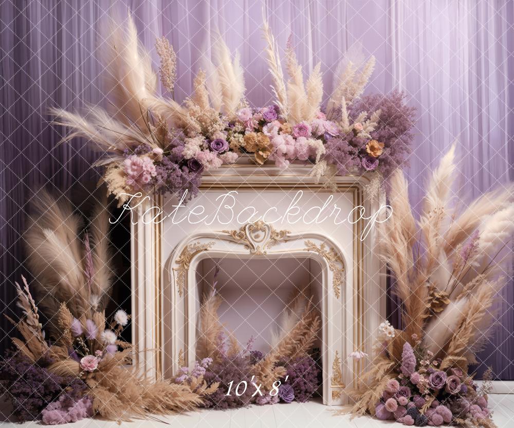 Kate Printemps Fleurs fraîches Roseau Cheminée Toile de fond conçue par Emetselch - Kate Backdrop FR