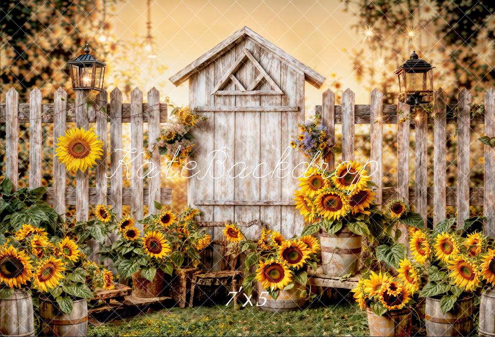 Kate Été Tournesol Clôture en bois Toile de fond conçue par Chain Photographie - Kate Backdrop FR