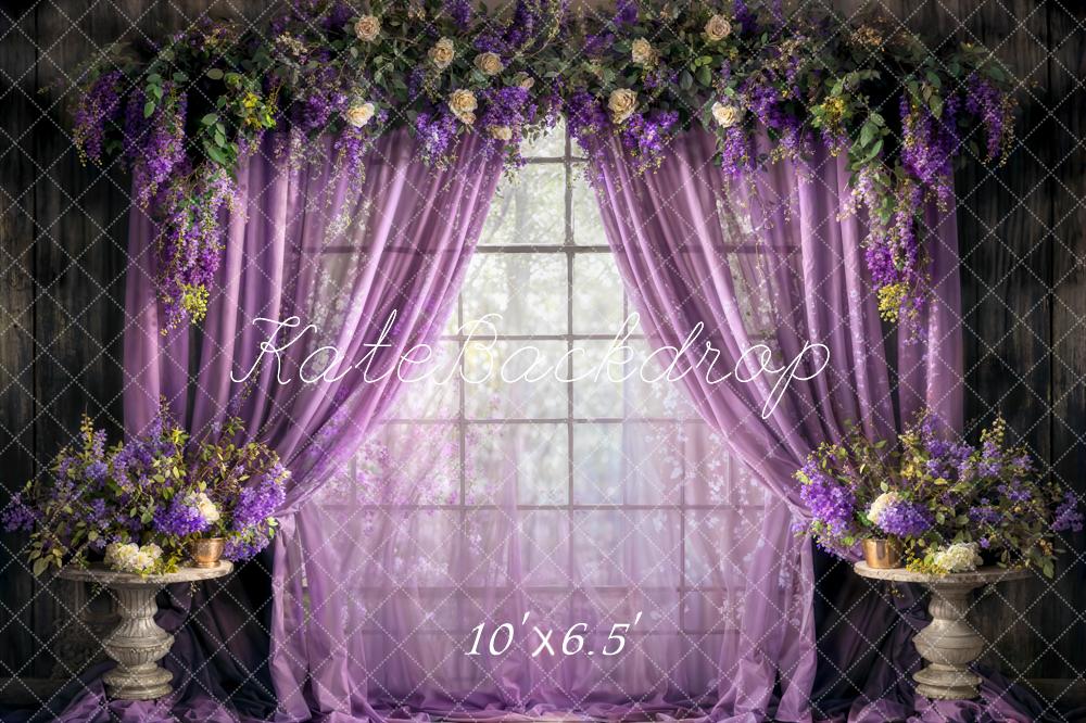Kate Printemps Rideaux Violet Fleurs fraîches Toile de fond conçue par Chain Photographie - Kate Backdrop FR
