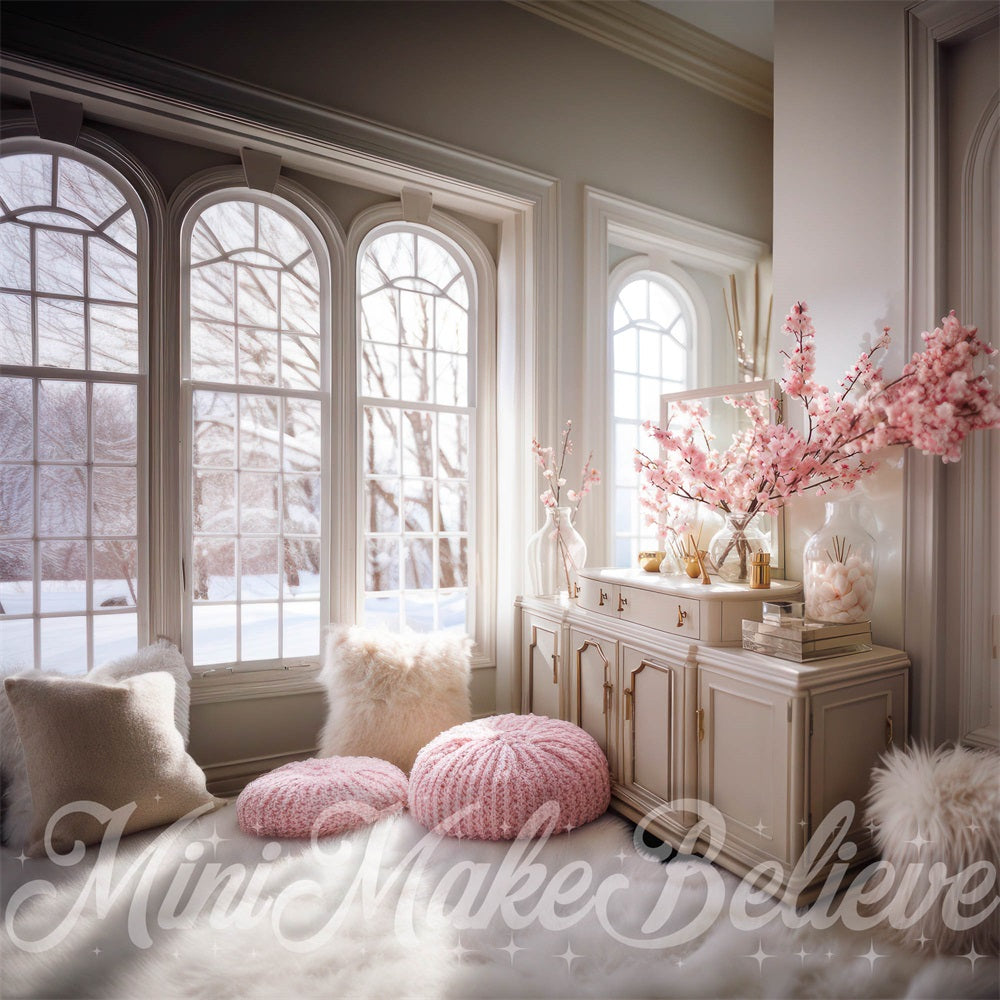 Kate Hiver Confortable Intérieur Fleur rose Toile de fond conçue par Mini MakeBelieve - Kate Backdrop FR