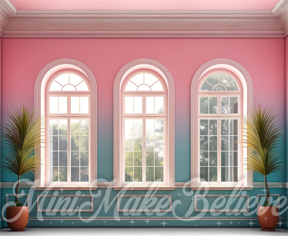 Kate Rose Bleu Été Intérieur Fenêtres Toile de fond conçue par Mini MakeBelieve - Kate Backdrop FR