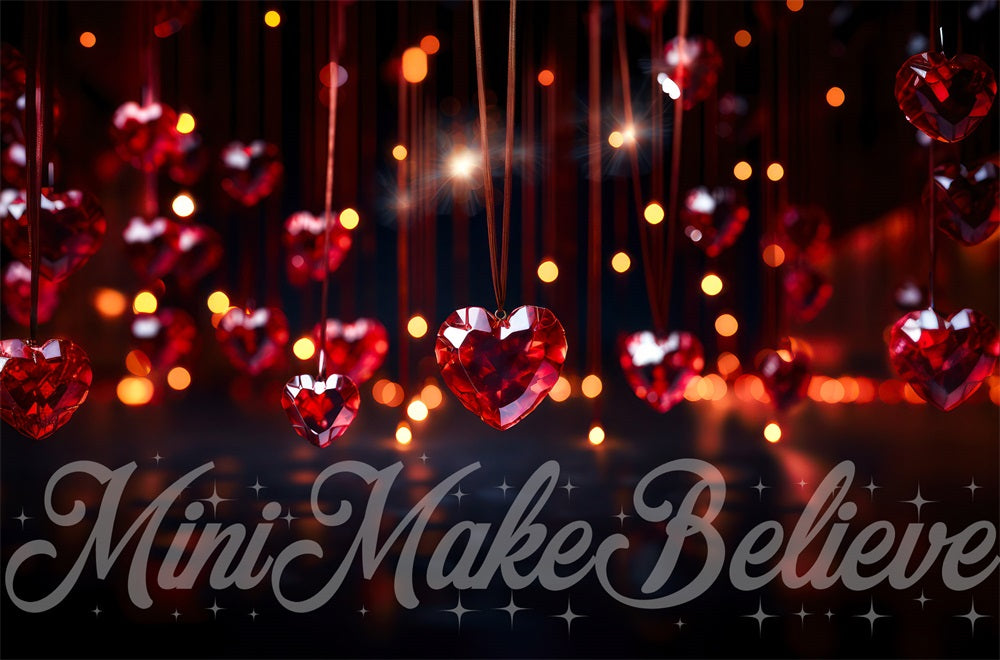 Kate Saint-Valentin Cœurs Rouge Bokeh Toile de fond conçue par Mini MakeBelieve - Kate Backdrop FR