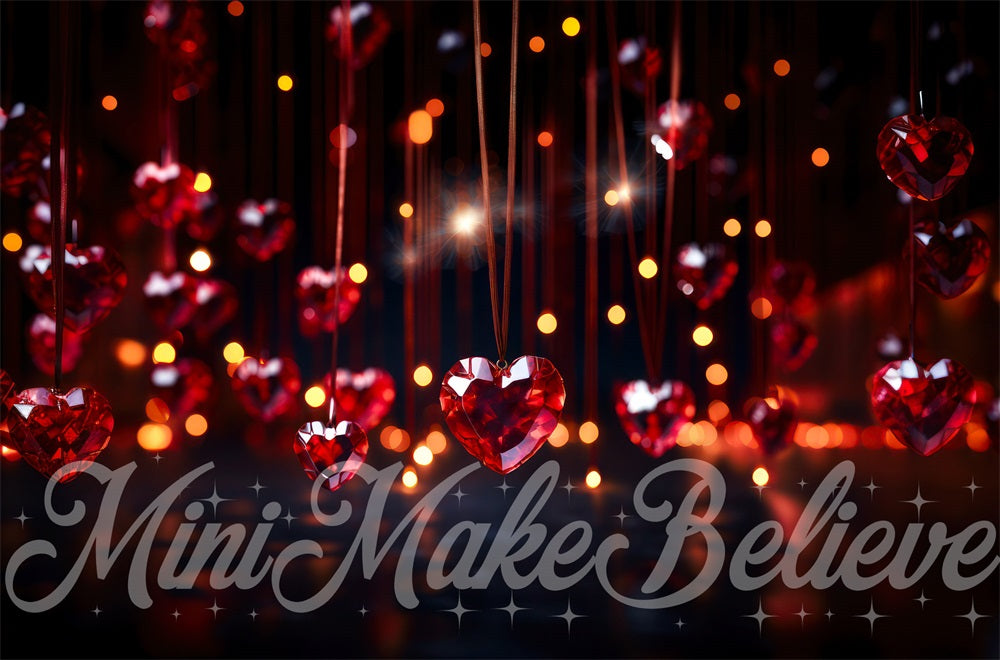 Kate Saint-Valentin Cœurs Rouge Bokeh Toile de fond conçue par Mini MakeBelieve - Kate Backdrop FR