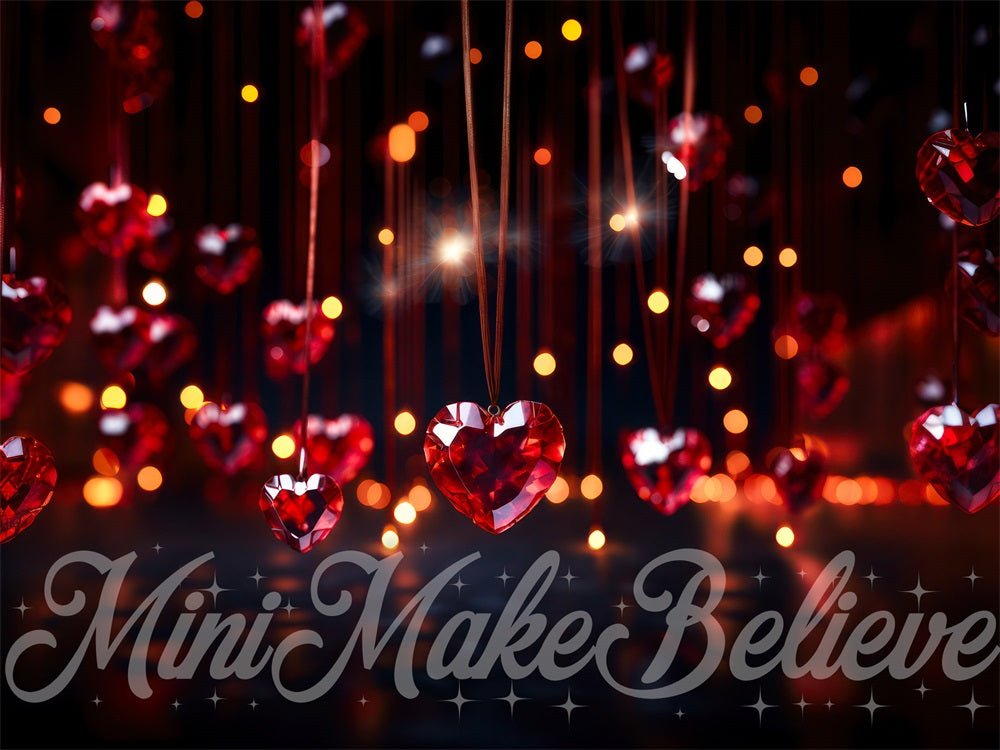 Kate Saint-Valentin Cœurs Rouge Bokeh Toile de fond conçue par Mini MakeBelieve - Kate Backdrop FR