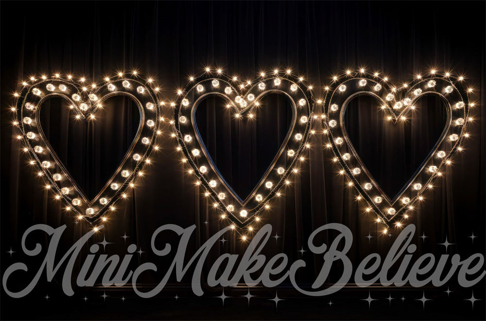 Kate Saint-Valentin Ampoule Coeur Noir Toile de fond conçue par Mini MakeBelieve - Kate Backdrop FR