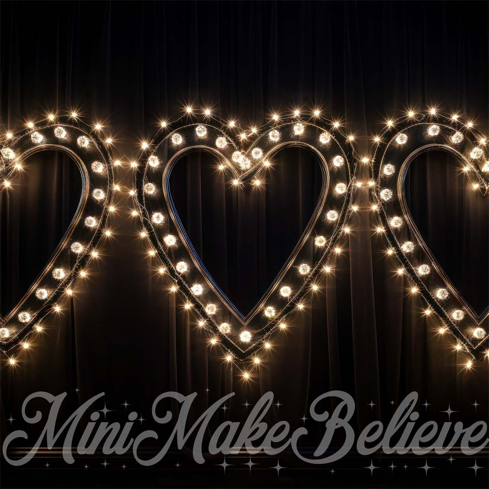 Kate Saint-Valentin Ampoule Coeur Noir Toile de fond conçue par Mini MakeBelieve - Kate Backdrop FR